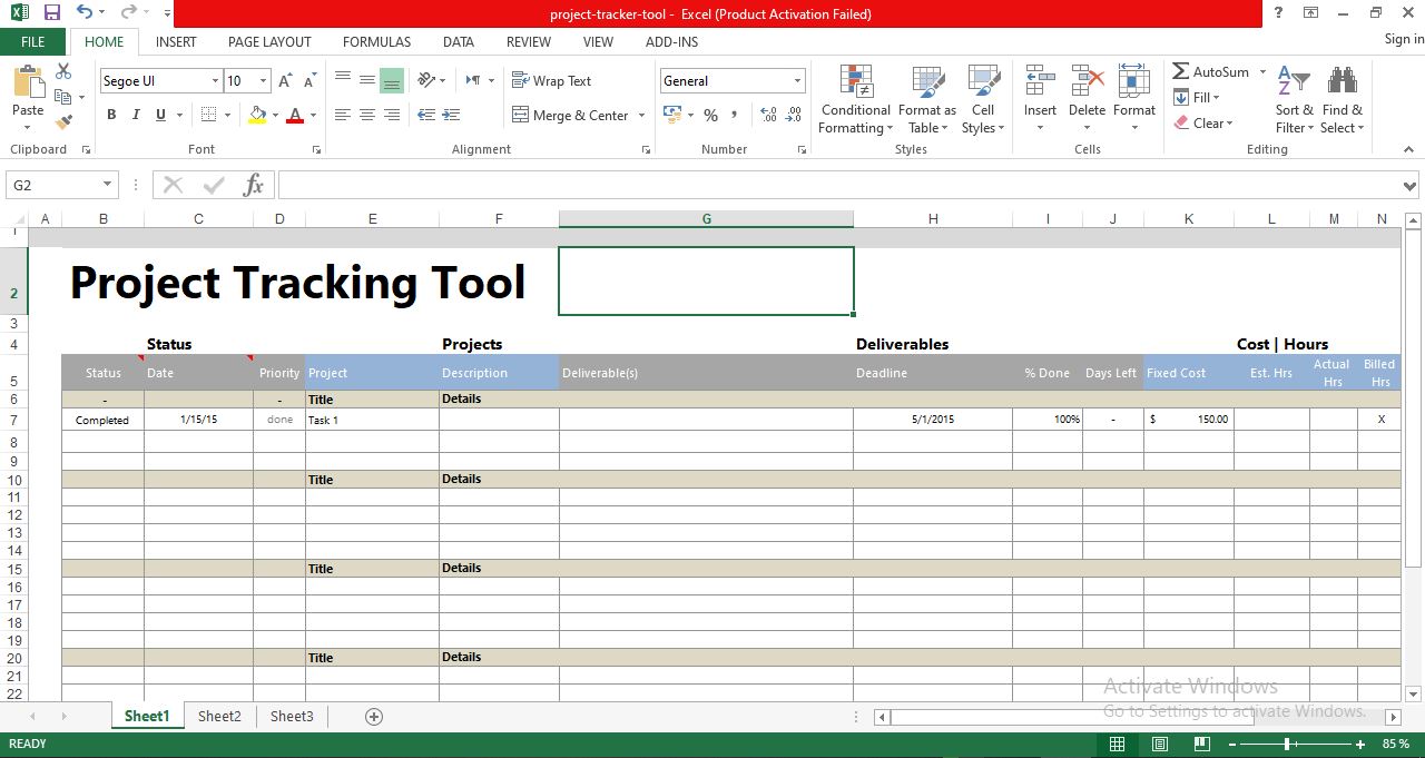 Free Project Tracking Tool Excel