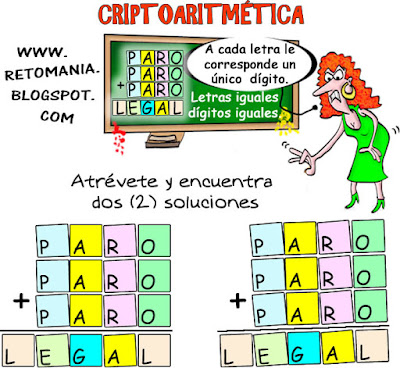 Criptoaritmética, Alfamética, Problemas criptoaritméticos, Criptosumas, Desafíos matemáticos, Problemas matemáticos, Juegos de lógica