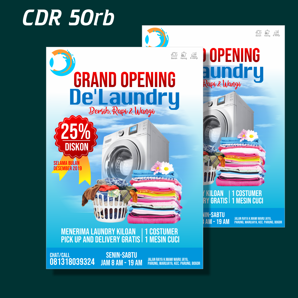 Template Brosur Flyer Laundry CDR  Guru Corel