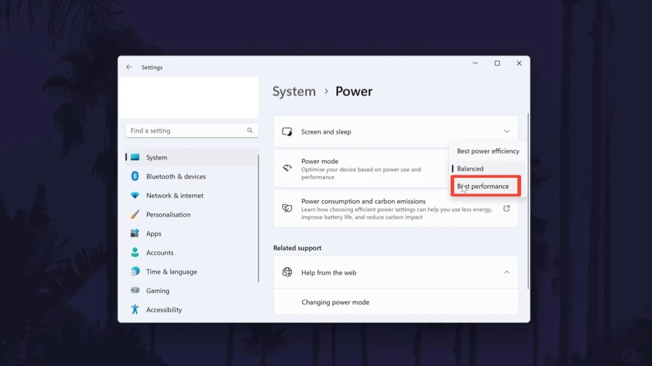 Enable high performance in Windows 11