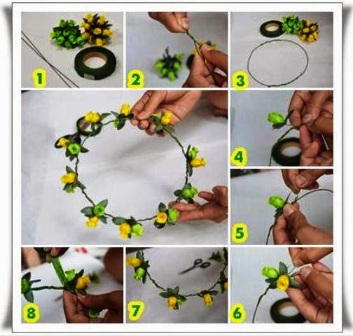 Cara membuat bando flower crown