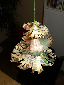 gold patterned curled paper christmas tree craft by mama pea pod