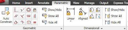 Parametric tab, Geometric, Dimensional