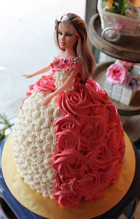 Barbie in buttercream cake