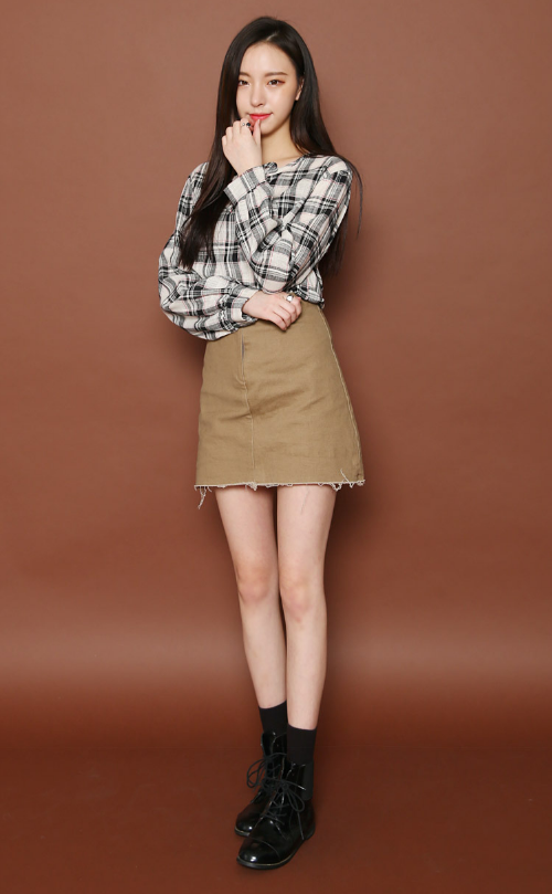 Self-Tie Neck Tartan Check Blouse