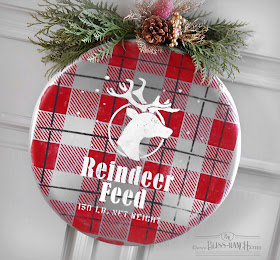 Recycled Metal Stool Seat Into Christmas Door Wreath Bliss-Ranch.com