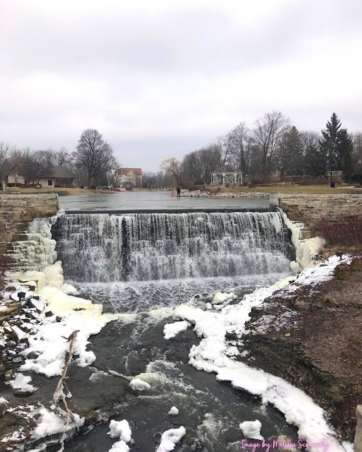 The Menomonee River tumbles gracefully over Leper Dam.