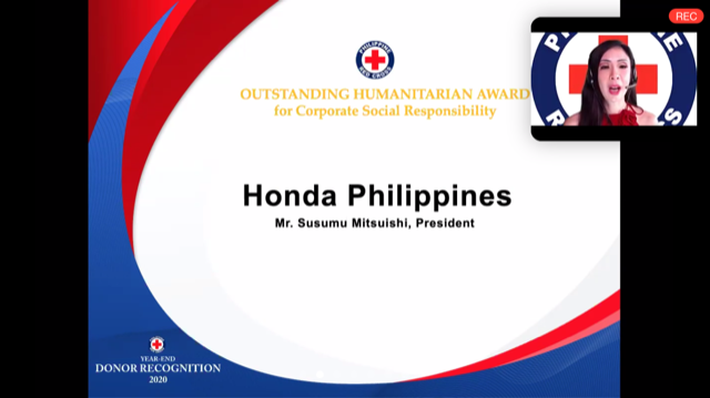 Philippine Red Cross Recognizes Honda Philippines Inc. for Humanitarian Service