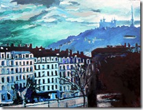 Fourvière vue du jardin des plantes 60x40 acrylique et huile sur toile