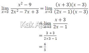 Penyelesaian limit fungsi aljabar dengan cara pemfaktoran