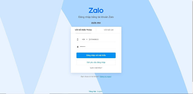 Minh hoạ cách đăng nhập Zalo web