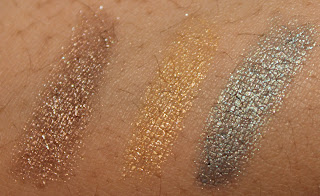 Moon River swatch, Cool Gold swatch, Jade Shore swatch