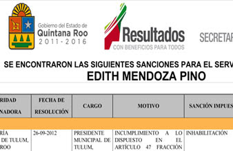 Inhabilitan a Edith; ex alcaldesa de Tulum no podrá ejercer cargos públicos los próximos tres años 