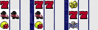 Shows slot machine showing 7 red coloured,Dragon icon saying FREE. Shows apple with red berry around it. one Skrull with B and R on it4.png