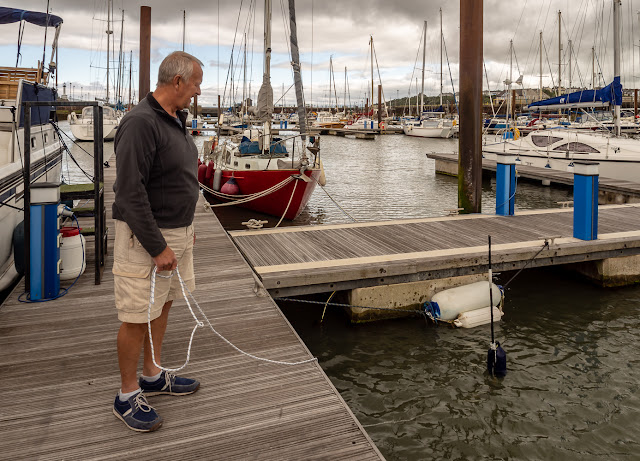 Photo of Phil testing the flag pole floats