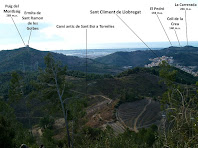 L'ermita de Sant Ramon i el nucli de Sant Climent de Llobregat des de la pujada al Pi de Can Cartró