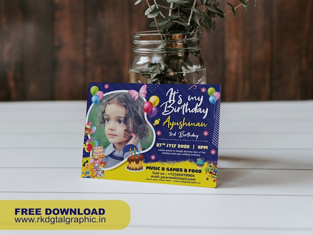 Three Different Colour Birthday Invitation Card - Free PSD Download 