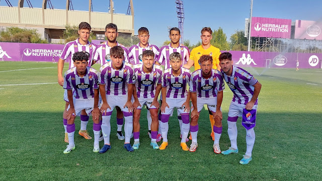 REAL VALLADOLID C. F. PROMESAS. Temporada 2023-24. Jesús Martínez, Adri Gómez, Arnu, Zak, Arnau Rafús. Yago San Miguel, Koke, Iker Pérez, Sergi Esteban, Adrián Verde y Manu Pozo. REAL VALLADOLID C. F. PROMESAS 3 🆚 C. D. BECERRIL 0 Martes 08//08/2023, 19:30 horas. Partido amistoso. Valladolid, campo nº 1 de los Anexos al estadio José Zorrilla: 350 espectadores. GOLES: ⚽1-0: 9’, Arnu. ⚽2-0: 15’, Sergi Esteban. ⚽3-0: 87’, Salazar.