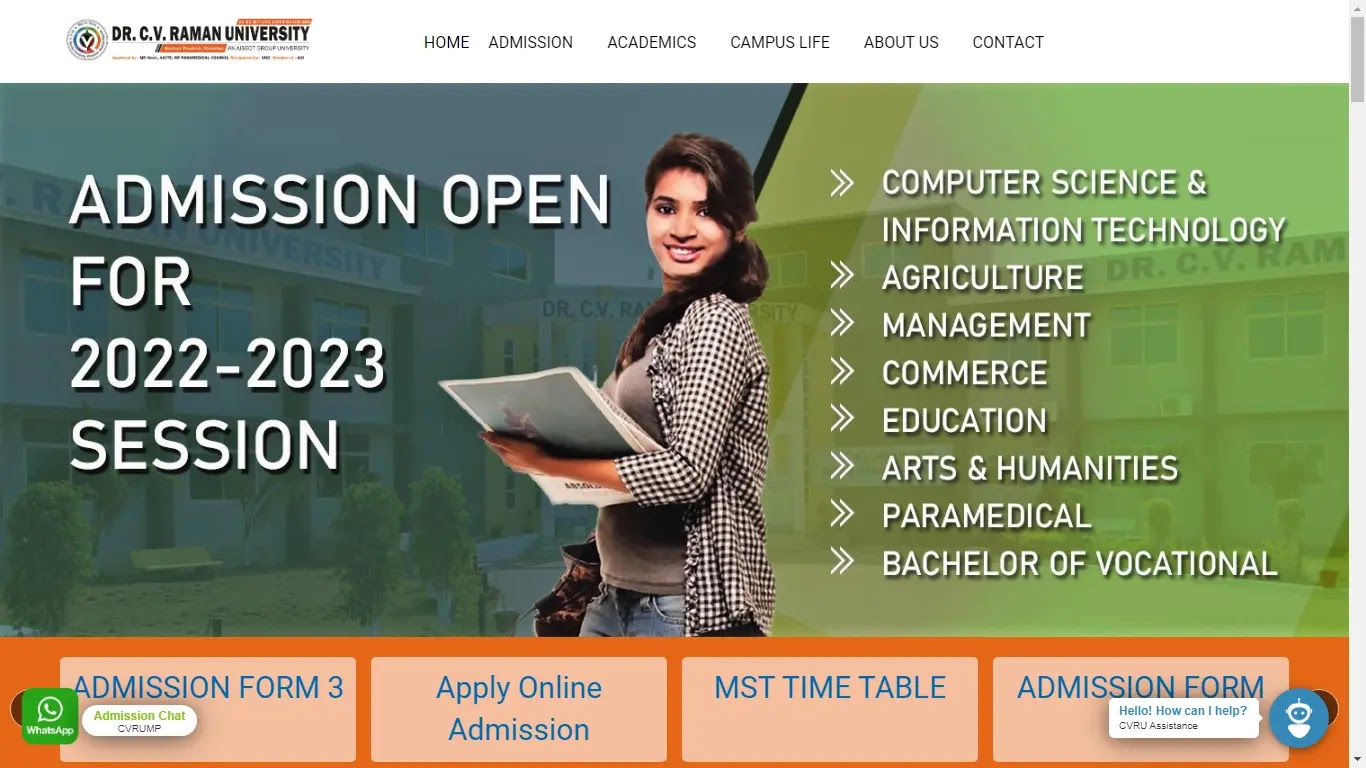 Dr C V Raman University Madhya Pradesh Course, Admission CURRENT_YEAR, Exam and Contact Information