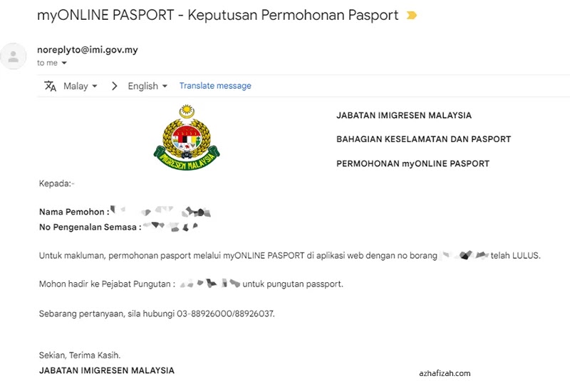 emel permohonan passport online