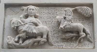 Plaque celebrating Genoa's victory over Pisa, 1290.  Santa Croce, Moneglia.