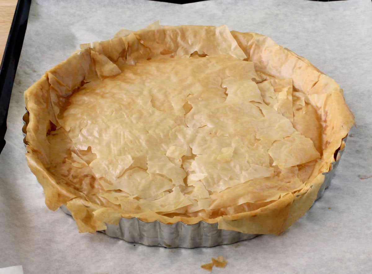 Phyllo crust after baking.