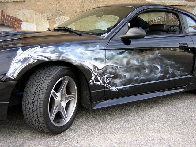 Automotive Art Design Airbrush on Mustang Car