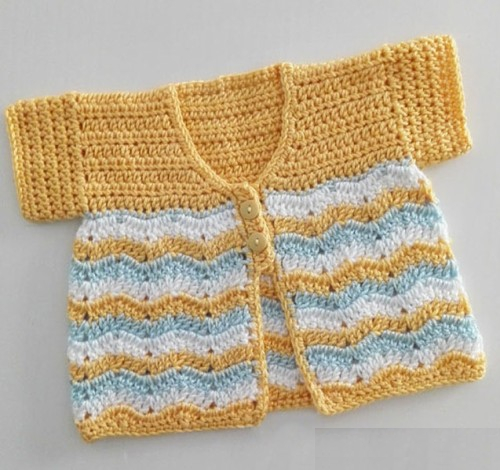 Crochet Chevron Spring Baby Cardigan - Free Pattern