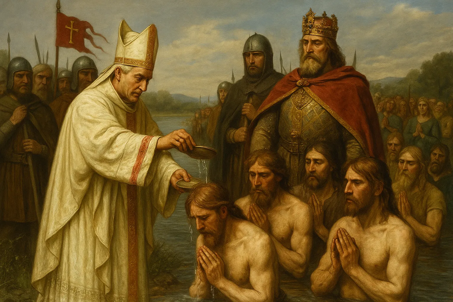 Charlemagne impose la conversion par le baptême forcé en Saxe - 804 Baptême forcé des Saxons par Charlemagne - 804