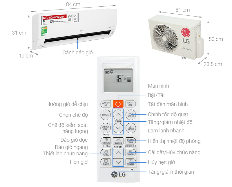 Điều hòa 2 chiều LG Inverter 9000 BTU B10API