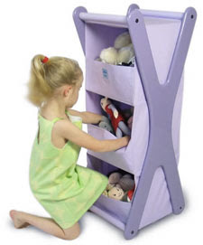 lavender storage tower with cotton shelves