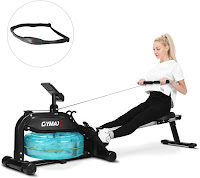 GOPLUS GYMAX Water Rowing Machine, indoor water rower, with 22" diameter water flywheel tank, adjustable water resistance with 6 levels