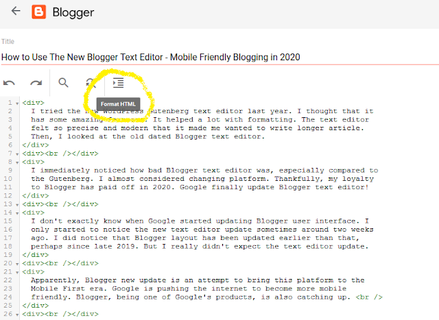 HTML view blogger