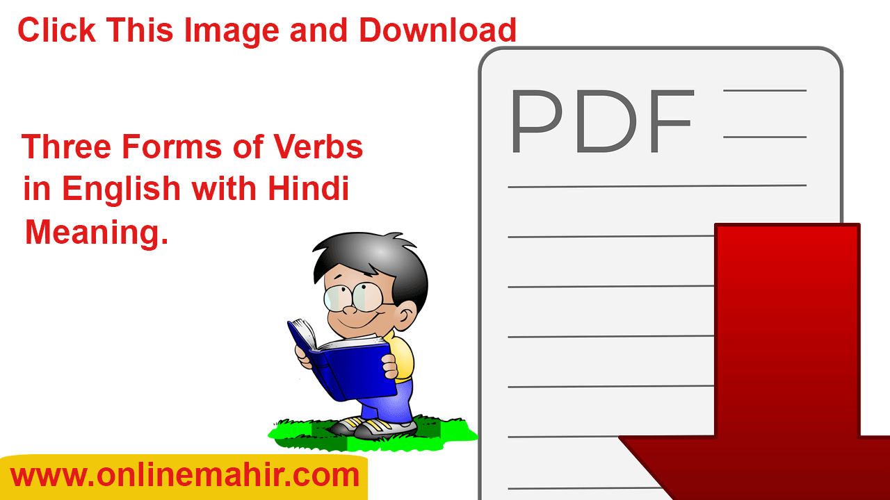 three forms of verbs in english with hindi meaning pdf image