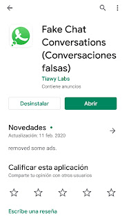 Fake Chat desde google Play Store