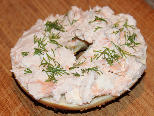 Smoked Salmon Creme Cheese on a toasted bagel