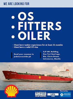 SEAMAN JOB available maritime career for Filipino seaman crew join on oil tanker ship deployment Nov-Dec 2018.