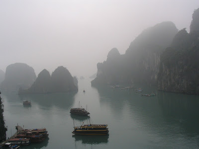 Misty morning at Ha Long Bay