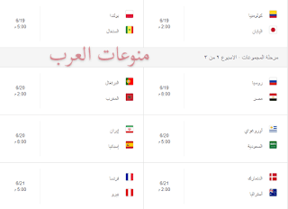 جدول مباريات مصر في كأس العالم