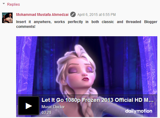 dailymotion shortcode for blogger