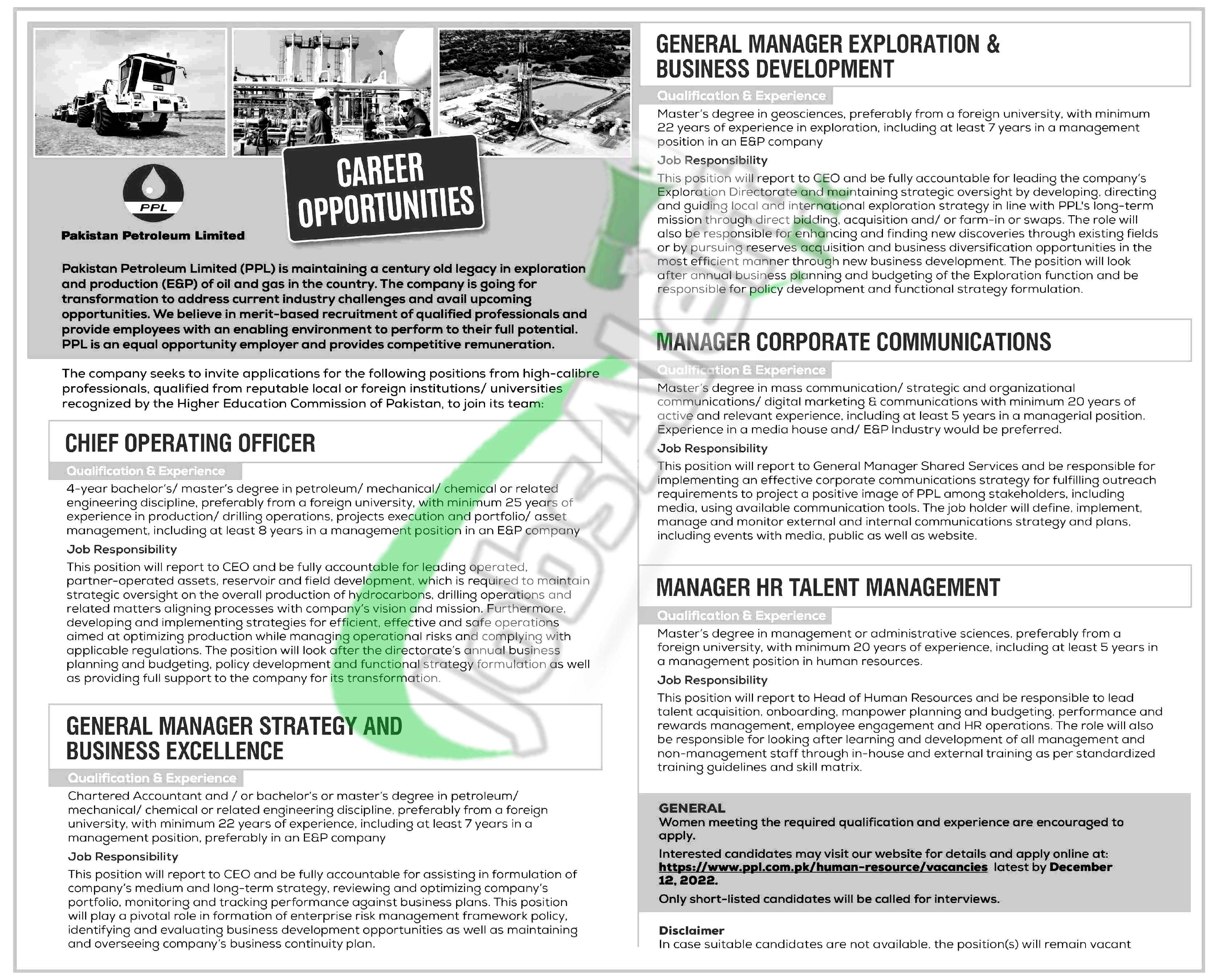 Pakistan Petroleum Limited Jobs 2022 Current Offers