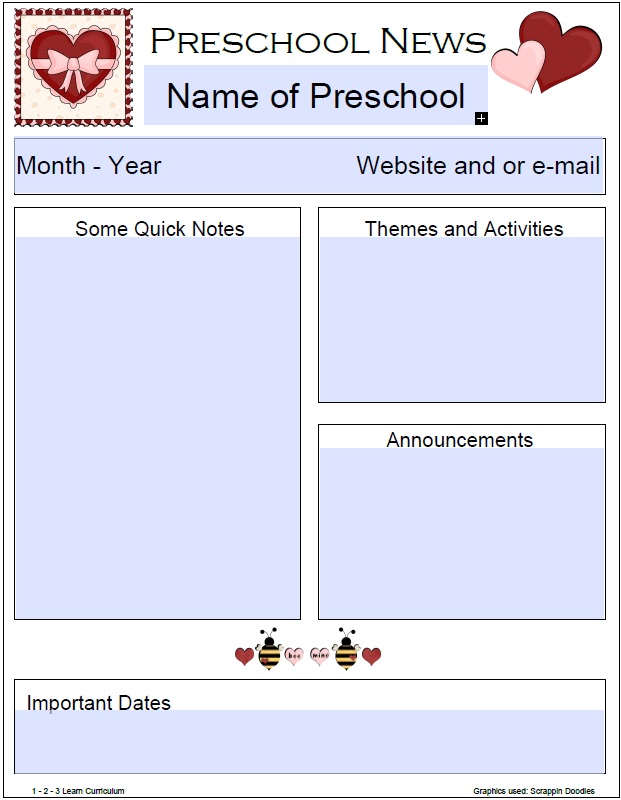 1 2 3 Learn Curriculum Monthly Newsletter Templates