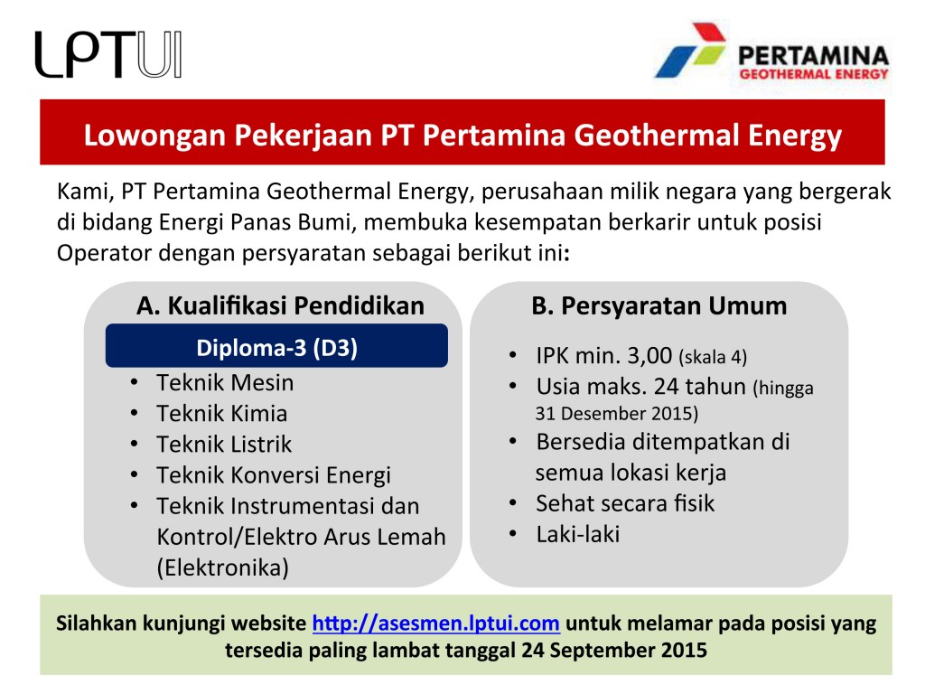 Lowongan Kerja Pt Pertamina Geothermal Energy Terbaru  Caroldoey