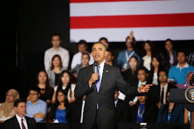 Obama gave speech at Young South East Asian Leaders Initiative (YSEALI) Town Hall.