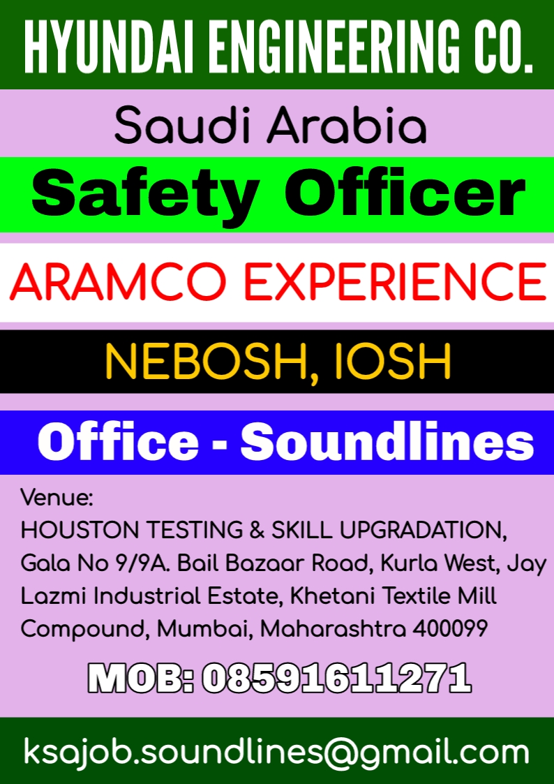 Large number of vacancies for Safety Officers Gulf Countries- 1 Lakh+Salary