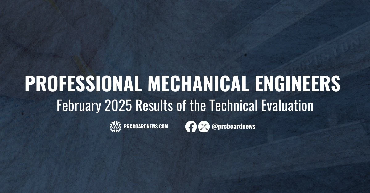 PME RESULTS: February 2025 Professional Mechanical Engineer Technical Evaluation
