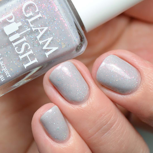 grey shimmer nail polish swatch