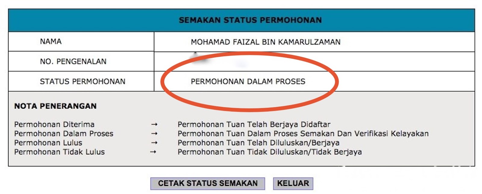 Br1m Status Dalam Proses - Lamaran O