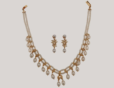 Attractive White Pearl Necklace & Cz Earrings Attractive White Pearl Necklace & Cz Earrings