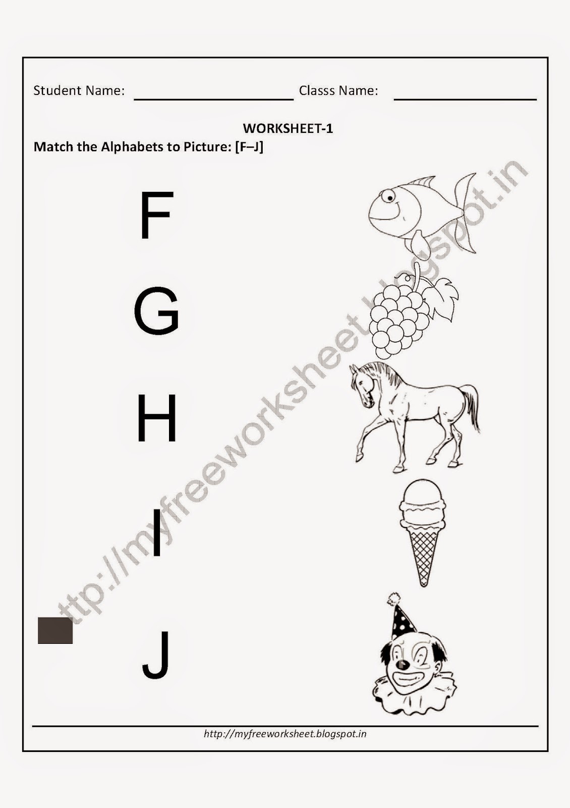 free printable worksheets for nursery match the picture to alphabets